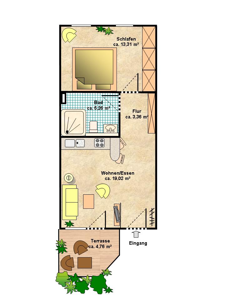 Wohnung zur Miete 685 € 2 Zimmer 43,3 m²<br/>Wohnfläche Markgrafenstadt Erlangen 91054