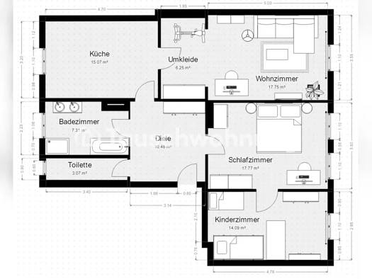 Wohnung zur Miete Tauschwohnung 1.170 € 3 Zimmer 94 m² 1. Geschoss Au-Haidhausen München 81667