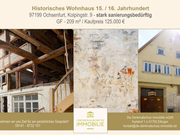 Haus zum Kauf 125.000 € 9 Zimmer 460 m² 209 m² Grundstück Kolpingstraße 9 Ochsenfurt Ochsenfurt 97199