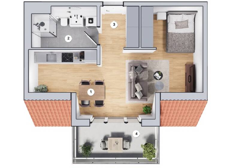 Wohnung zum Kauf - Neubau 295.000 € 1 Zimmer 44 m²<br/>Wohnfläche Dachgeschoss<br/>Geschoss 15.12.2025<br/>Verfügbarkeit Feichten Isen 84424