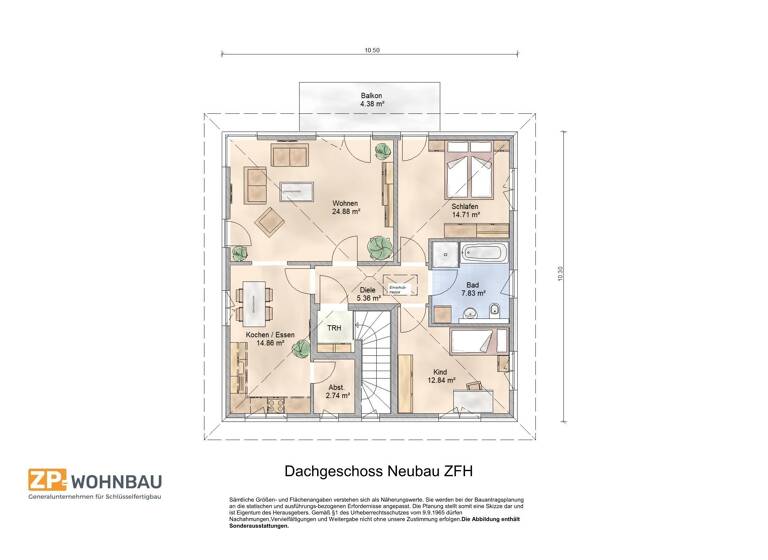 Wohnung zum Kauf 388.000 € 3 Zimmer 88 m²<br/>Wohnfläche 2.<br/>Geschoss Partenheim 55288