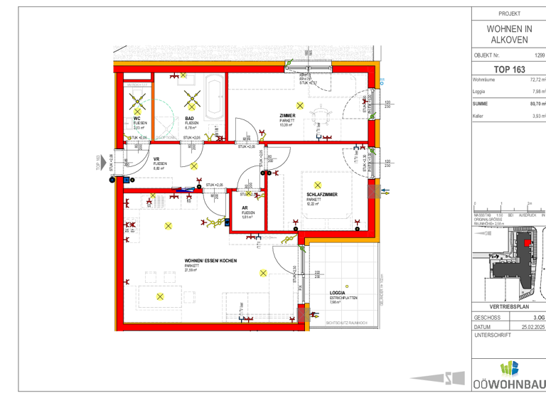 Wohnung zur Miete - Erstbezug 984 € 3 Zimmer 72,7 m² 3. Geschoss Am Dorfplatz 2 Alkoven 4072