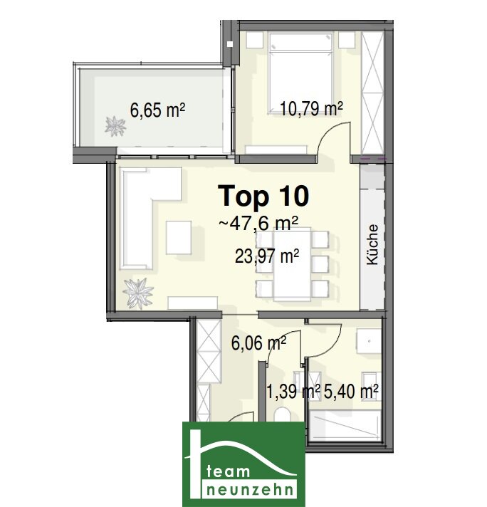 Wohnung zum Kauf 230.001 € 2 Zimmer 47,9 m²<br/>Wohnfläche 1.<br/>Geschoss Bahnhofstraße 22 Strasshof an der Nordbahn 2231