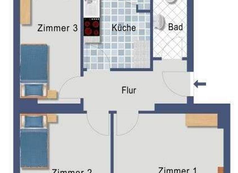Wohnung zum Kauf provisionsfrei 156.700 € 3 Zimmer 63,8 m² 1. Geschoss Rubensstraße 55 Schöneberg Berlin 12157