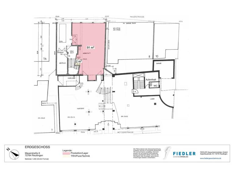 Bürofläche zur Miete provisionsfrei 280 m² Bürofläche Mauerstraße 6 Innenstadt Reutlingen 72764