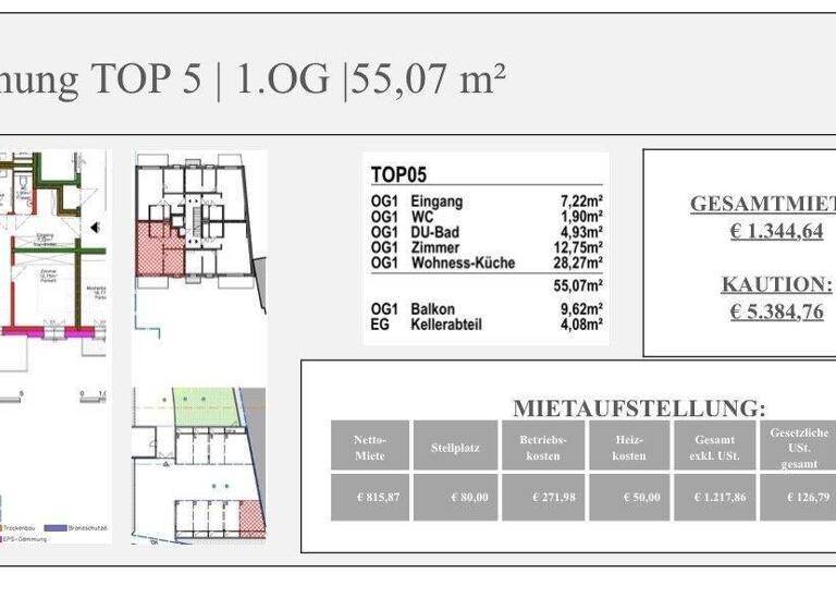 Wohnung zur Miete 1.653 € 2,5 Zimmer 70,1 m² Langenlebarn-Oberaigen 3425