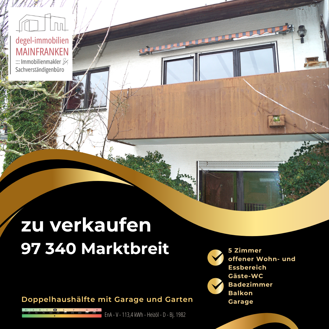 Doppelhaushälfte zum Kauf 299.000 € 5 Zimmer 137 m²<br/>Wohnfläche 339 m²<br/>Grundstück ab sofort<br/>Verfügbarkeit Marktbreit Marktbreit 97340