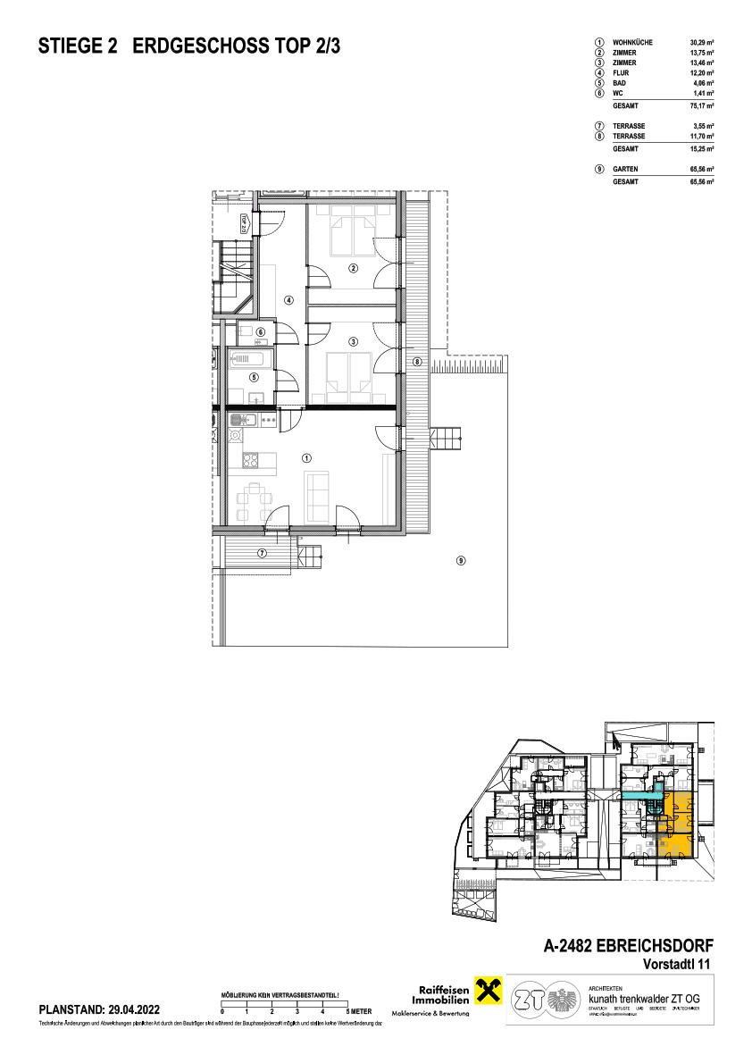 Wohnung zur Miete 1.253 € 3 Zimmer 78 m²<br/>Wohnfläche EG<br/>Geschoss Ebreichsdorf 2483