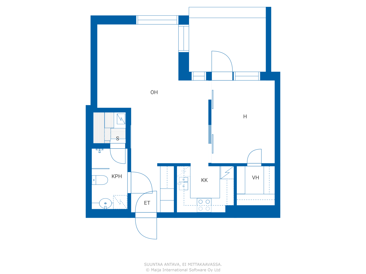 Studio zum Kauf 225.000 € 2 Zimmer 54,5 m²<br/>Wohnfläche 2.<br/>Geschoss Maustetehtaankatu 6 Helsinki 00990