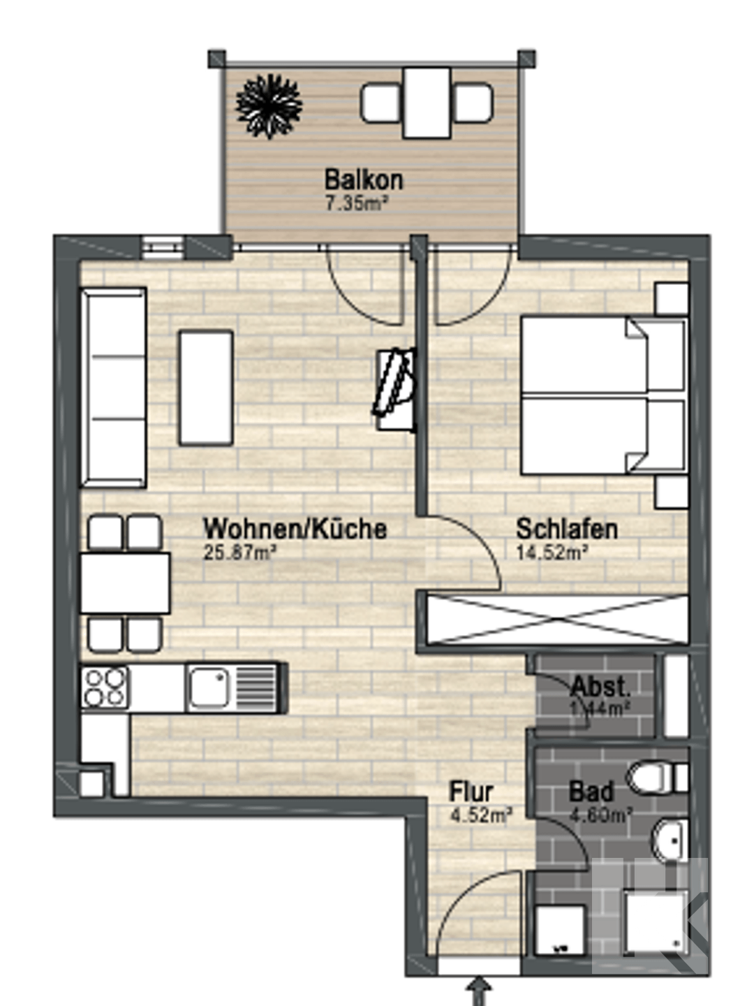 Wohnung zum Kauf 135.000 € 2 Zimmer 52 m²<br/>Wohnfläche Reislingen Reislingen 38446