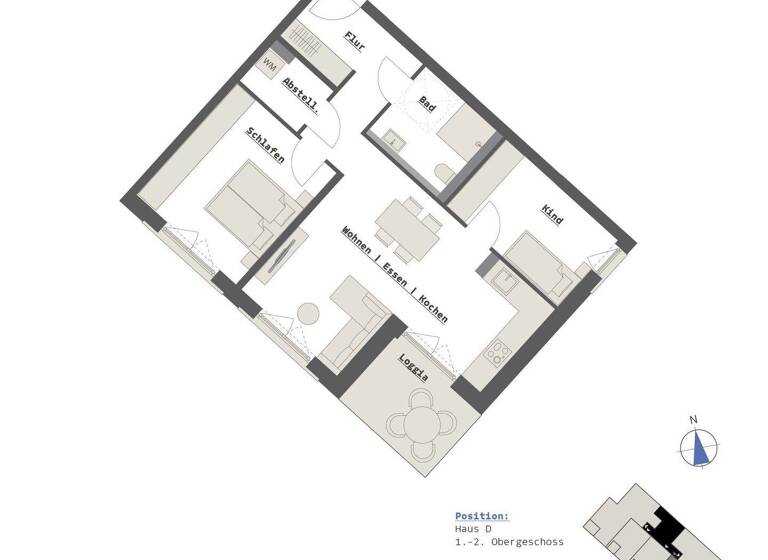 Wohnung zum Kauf - Erstbezug provisionsfrei 482.000 € 3 Zimmer 77,3 m² 2. Geschoss Ludwigsfeld Neu-Ulm 89231