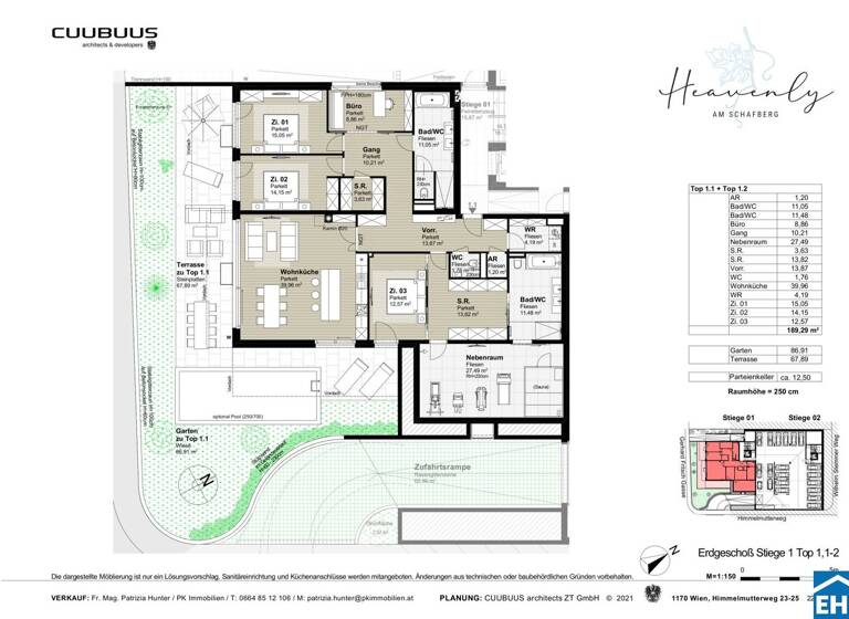Wohnung zum Kauf - Erstbezug 6 Zimmer 189,3 m² EG Himmelmutterweg Wien 1170