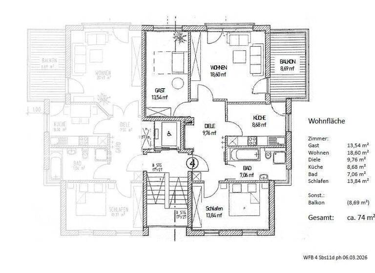 Wohnung zur Miete 650 € 3 Zimmer 74 m² 1. Geschoss Schwedderbergstraße 11d Bad Suderode 06485