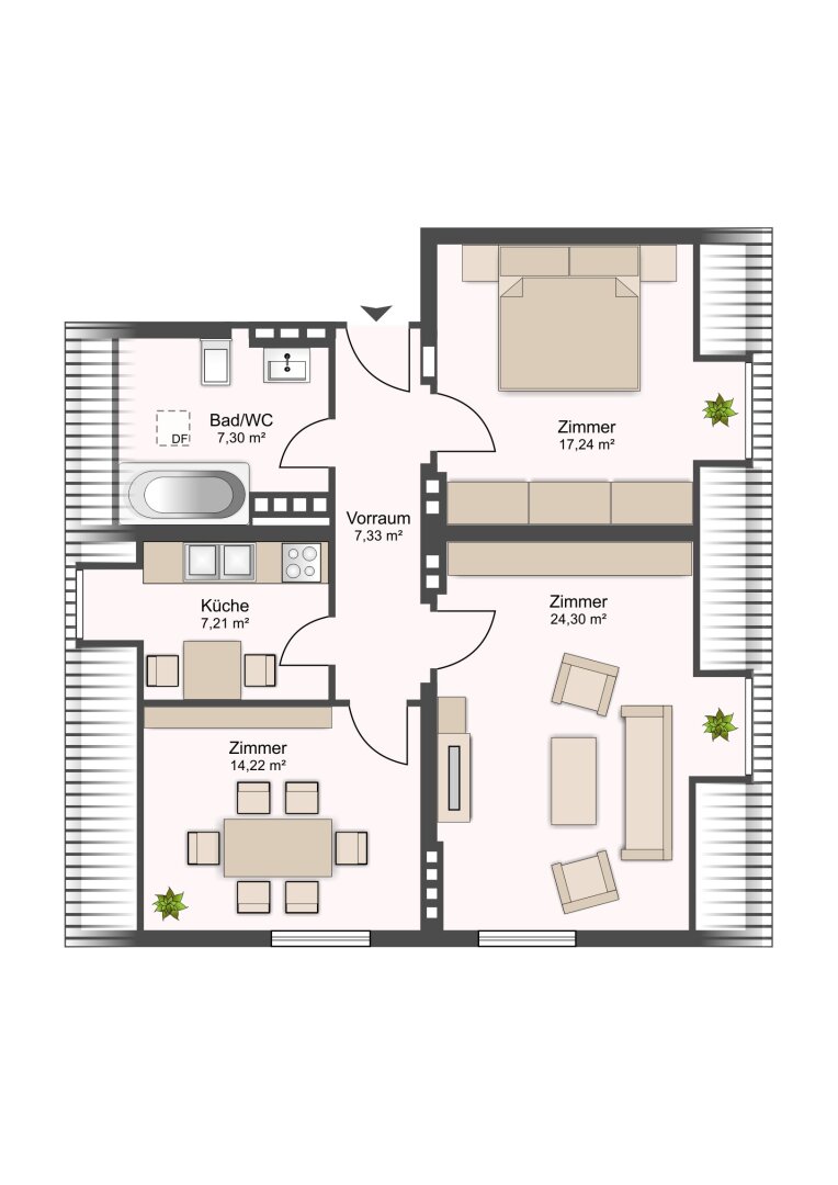 Wohnung zum Kauf 179.000 € 3 Zimmer 77,5 m²<br/>Wohnfläche 3.<br/>Geschoss Innere Stadt Klagenfurt am Wörthersee 9020