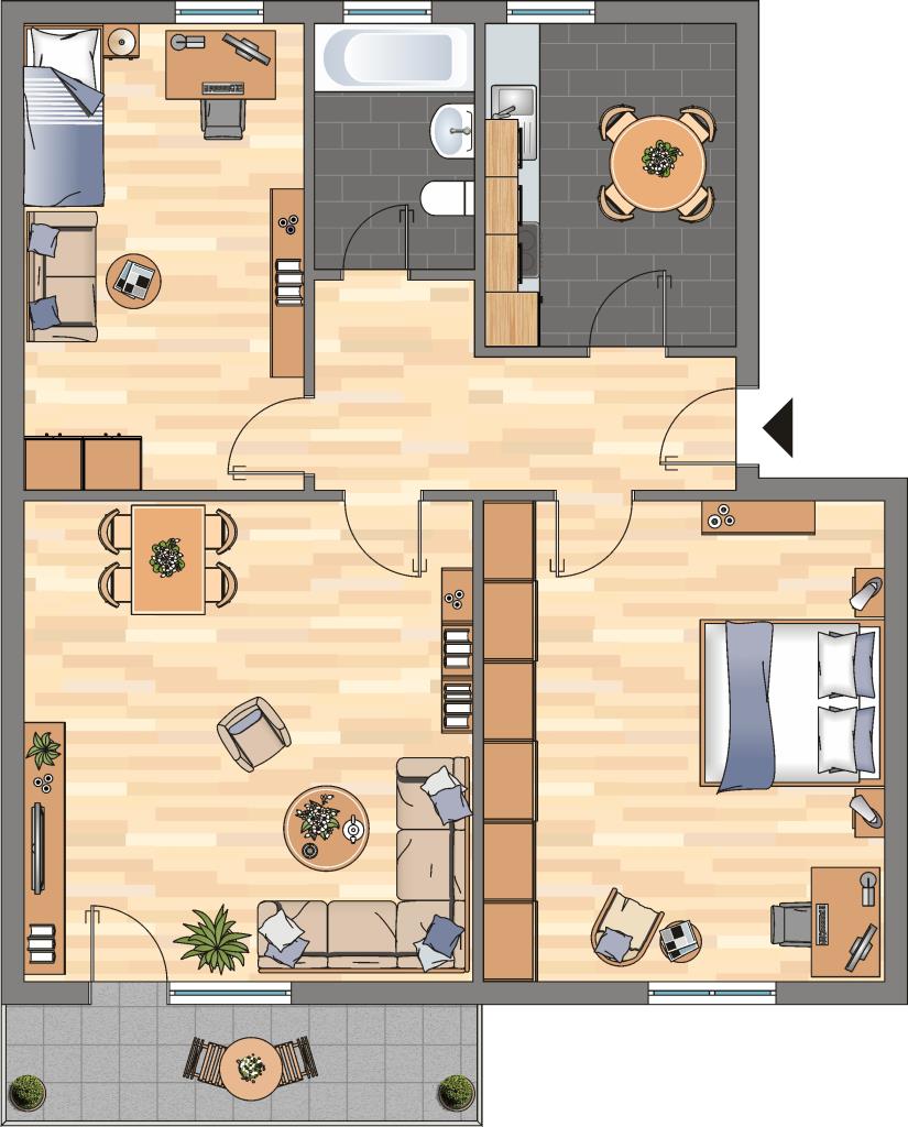 Wohnung zur Miete 409 € 3,5 Zimmer 56,3 m²<br/>Wohnfläche 1.<br/>Geschoss Schulstraße 75 Aldenrade Duisburg 47179