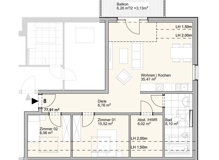 Wohnung zum Kauf provisionsfrei 451.878 € 3 Zimmer 77,9 m²<br/>Wohnfläche Dachgeschoss, 1.<br/>Geschoss Carl-Hermann-Richter-Straße 1 Buxtehude Buxtehude 21614