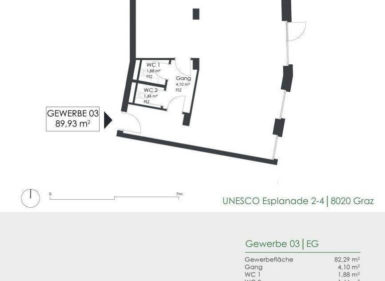 Büro zur Miete 9 € 89,9 m² Bürofläche UNESCO-Esplanade 2-4 Eggenberg Graz 8020