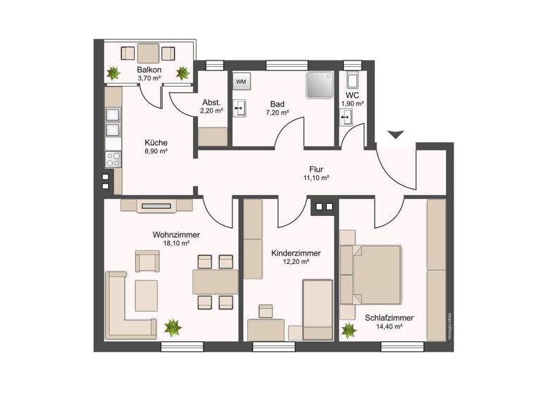 Wohnung zum Kauf 385.000 € 3 Zimmer 78 m² 3. Geschoss Ost Stuttgart 70188