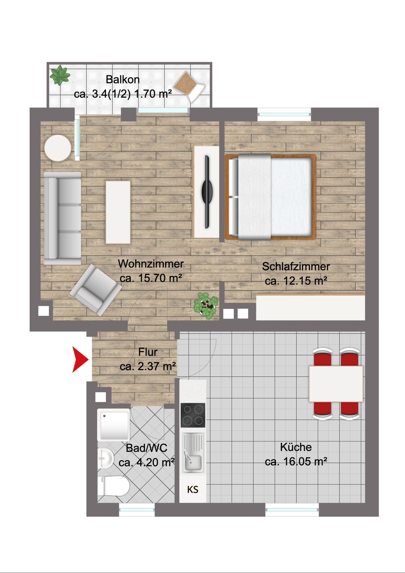 Wohnung zum Kauf 300.000 € 2 Zimmer 50,5 m²<br/>Wohnfläche 2.<br/>Geschoss Miesbach Miesbach 83714