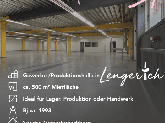 Lagerhalle zur Miete provisionsfrei 500 m² Lagerfläche Fritz-Reuter-Str. 31 Lengerich Lengerich 49525