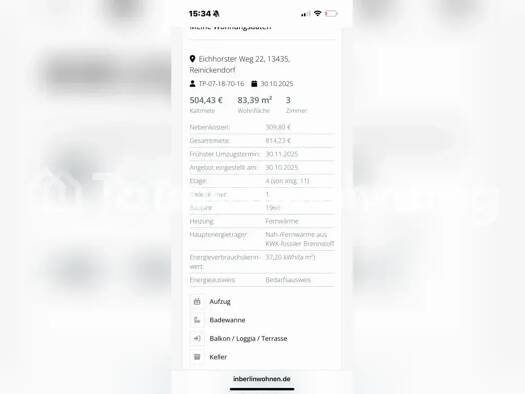 Wohnung zur Miete Tauschwohnung 500 € 3 Zimmer 84 m² 4. Geschoss Tegel Reinickendorf 13435