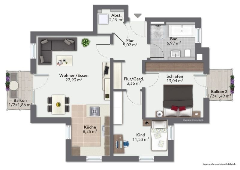 Wohnung zum Kauf 566.000 € 3 Zimmer 76,6 m²<br/>Wohnfläche 1.<br/>Geschoss 01.03.2025<br/>Verfügbarkeit Grafing Grafing 85567