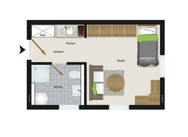 Studio zum Kauf 21.000 € 1 Zimmer 19,6 m² 1. Geschoss Heinrichshof 3 Glauchau 08371