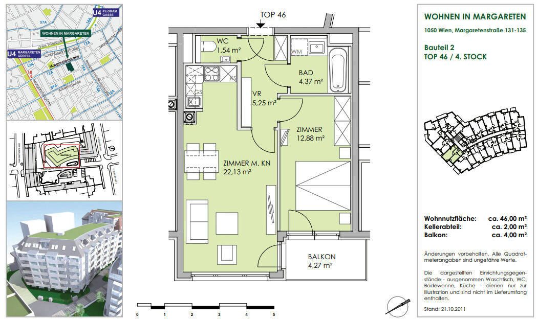 Wohnung zur Miete 740 € 2 Zimmer 46 m²<br/>Wohnfläche 01.02.2025<br/>Verfügbarkeit Margaretenstraße Wien 1050