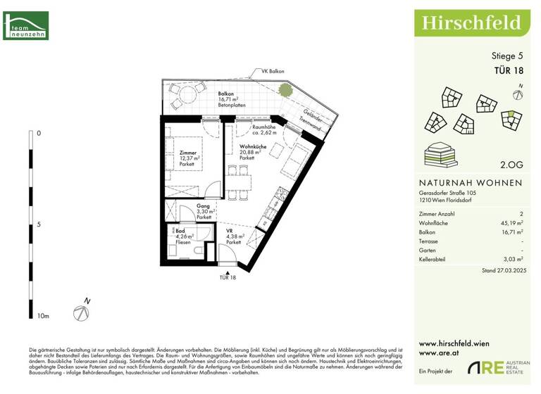 Wohnung zum Kauf - Erstbezug provisionsfrei 285.000 € 2 Zimmer 45,2 m² 2. Geschoss Gerasdorfer Straße 105 Wien 1210