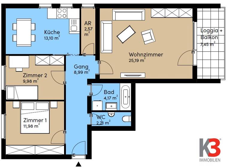 Wohnung zum Kauf 285.000 € 3 Zimmer 78,2 m² 1. Geschoss Anthering 5102