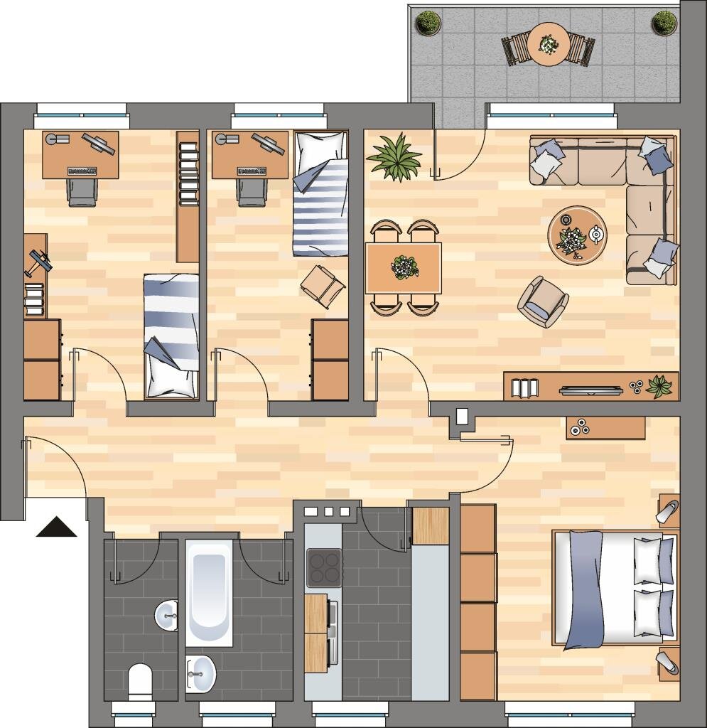 Wohnung zur Miete 589 € 4 Zimmer 85,5 m²<br/>Wohnfläche 2.<br/>Geschoss Europaring 25 Neuende Wilhelmshaven 26389