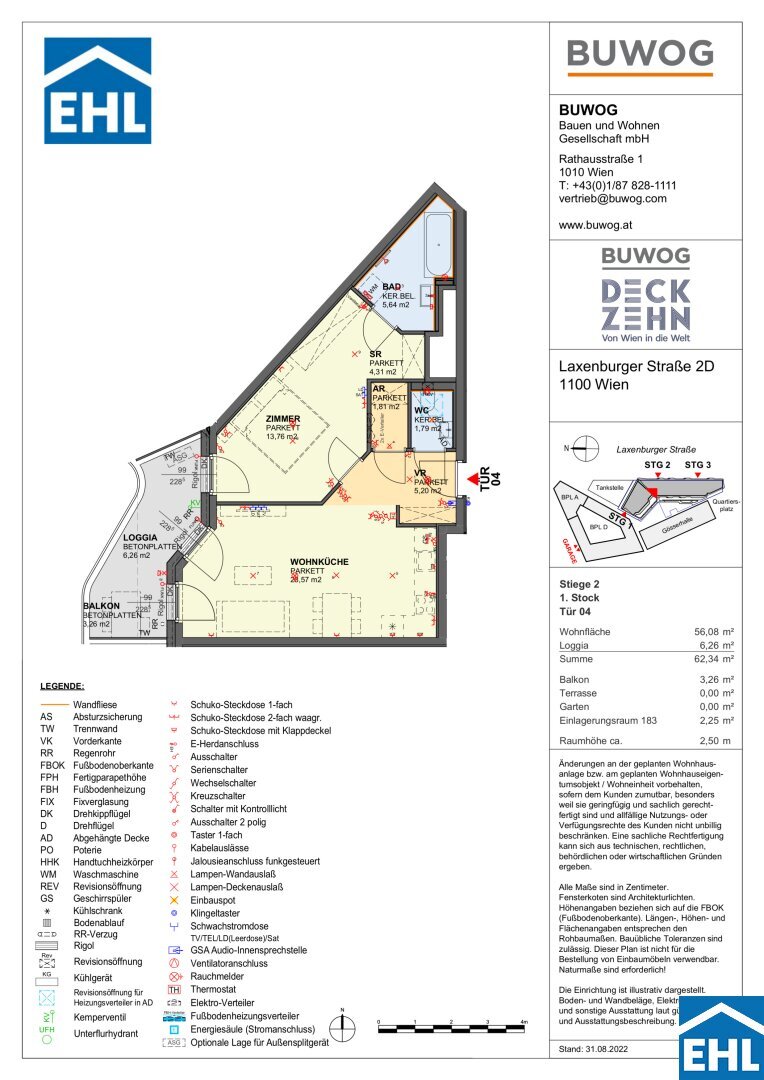 Wohnung zum Kauf 306.400 € 2 Zimmer 56,1 m²<br/>Wohnfläche 1.<br/>Geschoss Laxenburger Straße Wien,Favoriten 1100