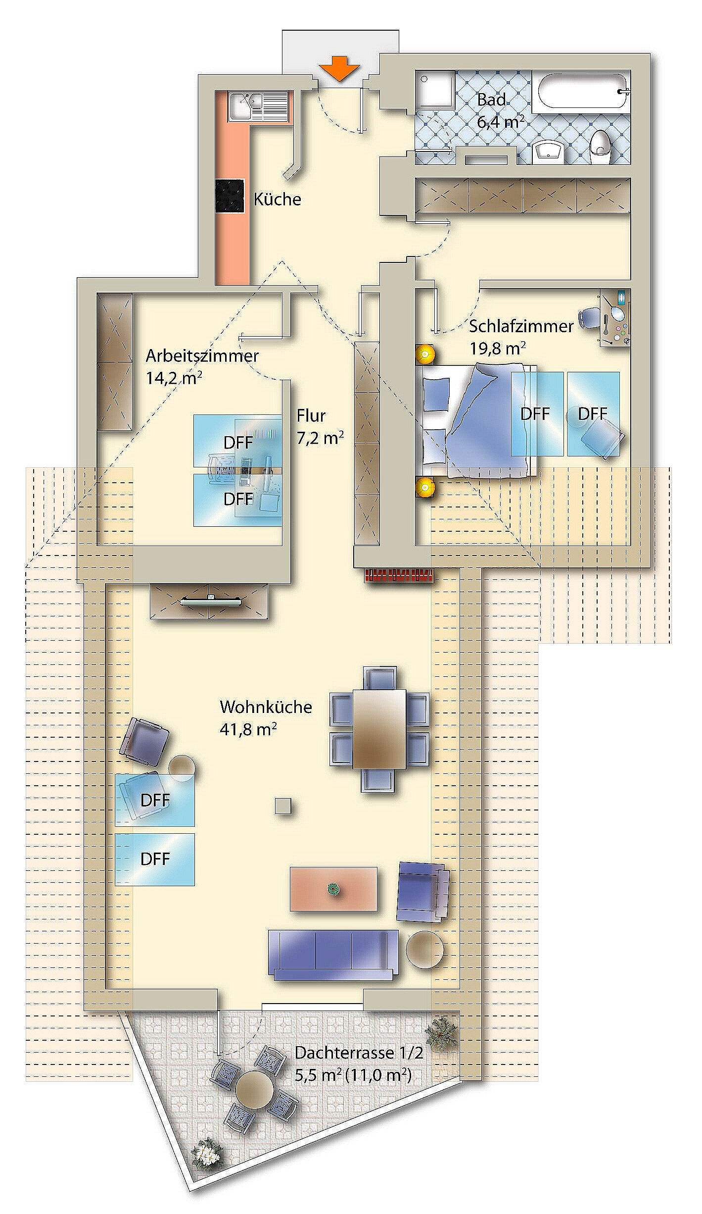 Wohnung zur Miete 1.280 € 3 Zimmer 95 m²<br/>Wohnfläche 3.<br/>Geschoss ab sofort<br/>Verfügbarkeit Rosenheim 83026