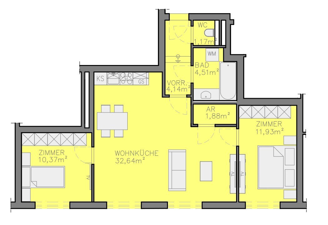 Wohnung zum Kauf 395.000 € 3 Zimmer 66,6 m²<br/>Wohnfläche EG<br/>Geschoss Wien 1180