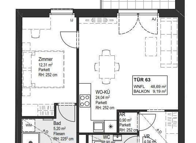 Wohnung zur Miete - Erstbezug 913 € 2 Zimmer 48,7 m² 6. Geschoss Wien 1120