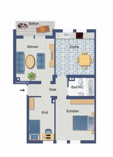 Wohnung zum Kauf provisionsfrei 205.000 € 3 Zimmer 65 m² 3. Geschoss Manteuffelstraße 18 Kalk Köln 51103