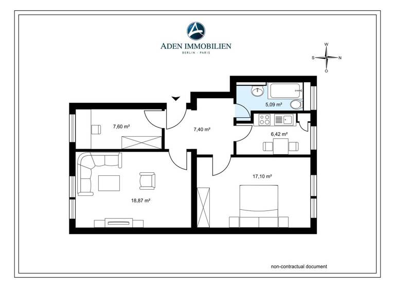 Wohnung zum Kauf 380.000 € 3 Zimmer 62,4 m² 2. Geschoss Düsseldorfer Str. 38B Wilmersdorf Berlin 10707