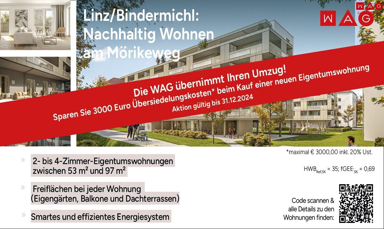 Wohnung zum Kauf 504.150 € 3 Zimmer 82,6 m²<br/>Wohnfläche EG<br/>Geschoss 01.12.2025<br/>Verfügbarkeit Mörikeweg Waldegg Linz 4020