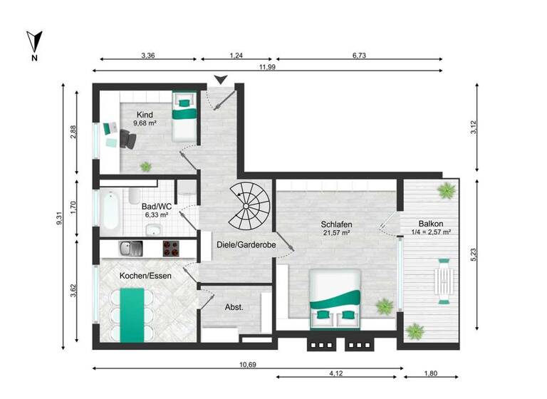 Penthouse zum Kauf 459.000 € 4,5 Zimmer 139 m² frei ab sofort Thüringer Straße 10 Denzlingen 79211