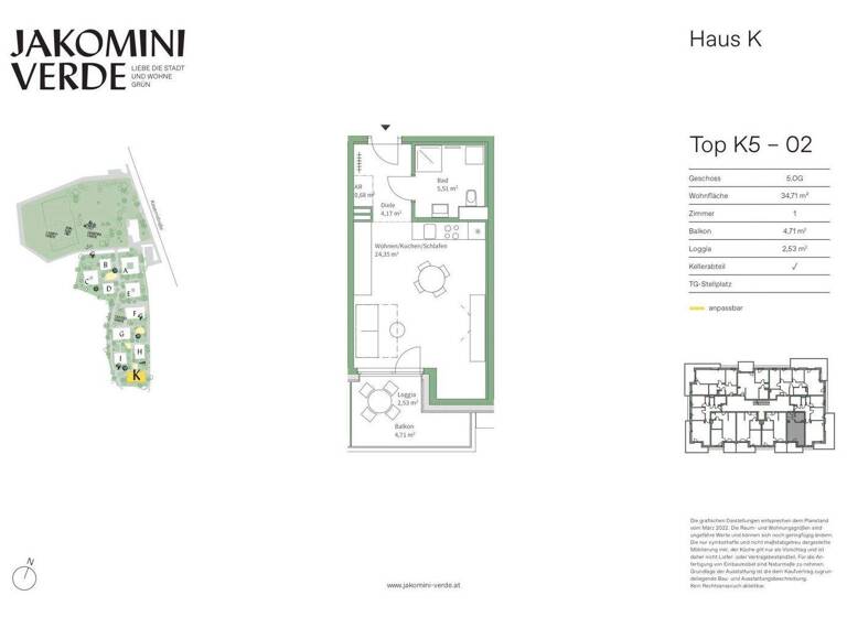 Studio zum Kauf - Erstbezug 195.000 € 1 Zimmer 5. Geschoss Kasernstraße Jakomini Graz 8010