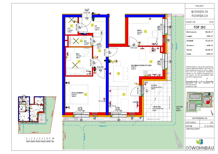 Wohnung zur Miete 788 € 3 Zimmer 69,4 m²<br/>Wohnfläche EG<br/>Geschoss Fadingerstraße Rohrbach-Berg 4150