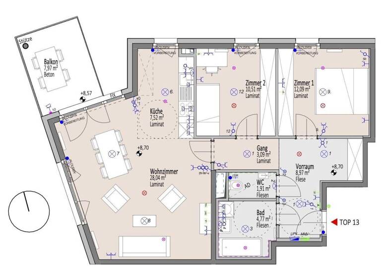 Wohnung zum Kauf - Erstbezug 272.652 € 3 Zimmer 76,9 m² 3. Geschoss Wiener Neustadt 2700