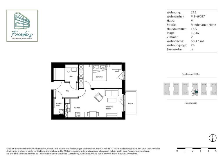 Wohnung zur Miete - Erstbezug 1.530 € 2 Zimmer 59,9 m² 3. Geschoss Friedenauer Höhe 13A Friedenau Berlin 12159
