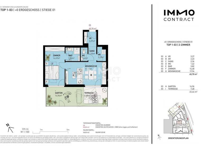 Wohnung zum Kauf - Erstbezug 294.500 € 2 Zimmer 45,7 m² EG Wien 1220
