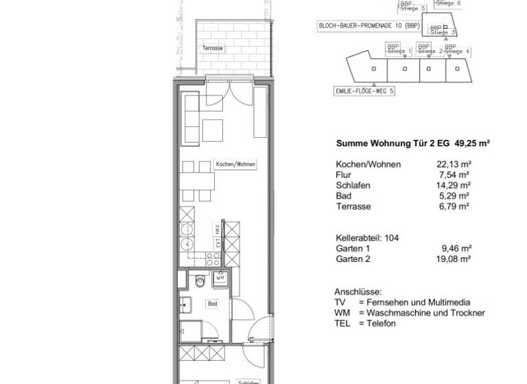 Wohnung zur Miete 827 € 2 Zimmer 49,3 m² EG frei ab 01.04.2026 Bloch Bauer Promenade 10 Wien 1100