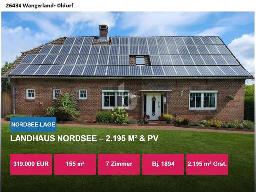 Einfamilienhaus zum Kauf 319.000 € 7 Zimmer 155 m² 2.195 m² Grundstück Oldorf Wangerland 26434