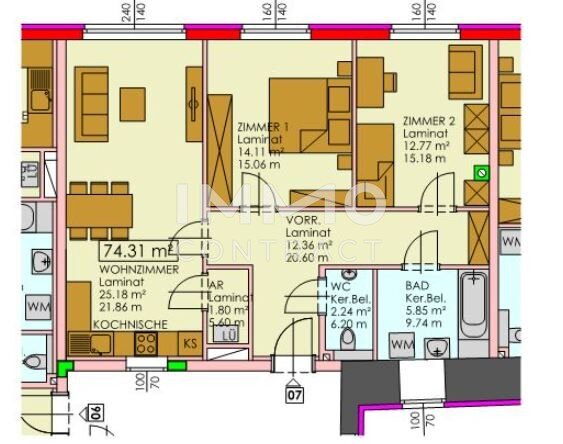 Wohnung zur Miete 754 € 3 Zimmer 72,2 m²<br/>Wohnfläche 2.<br/>Geschoss Neumarkt an der Ybbs 3371