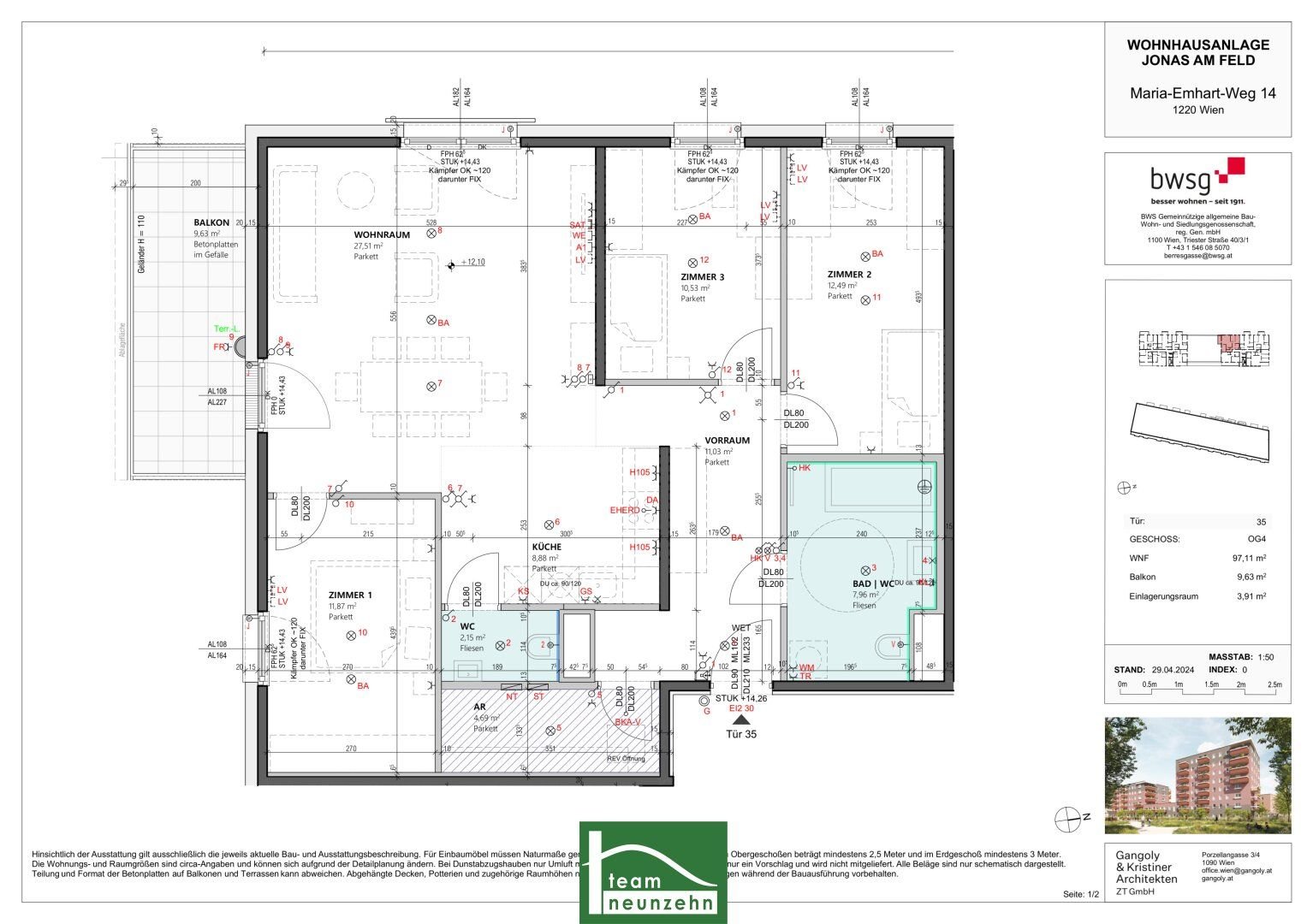 Wohnung zum Kauf 479.314 € 4 Zimmer 97,1 m²<br/>Wohnfläche 4.<br/>Geschoss 01.05.2025<br/>Verfügbarkeit Maria-Emhart-Weg 14 Wien 1220