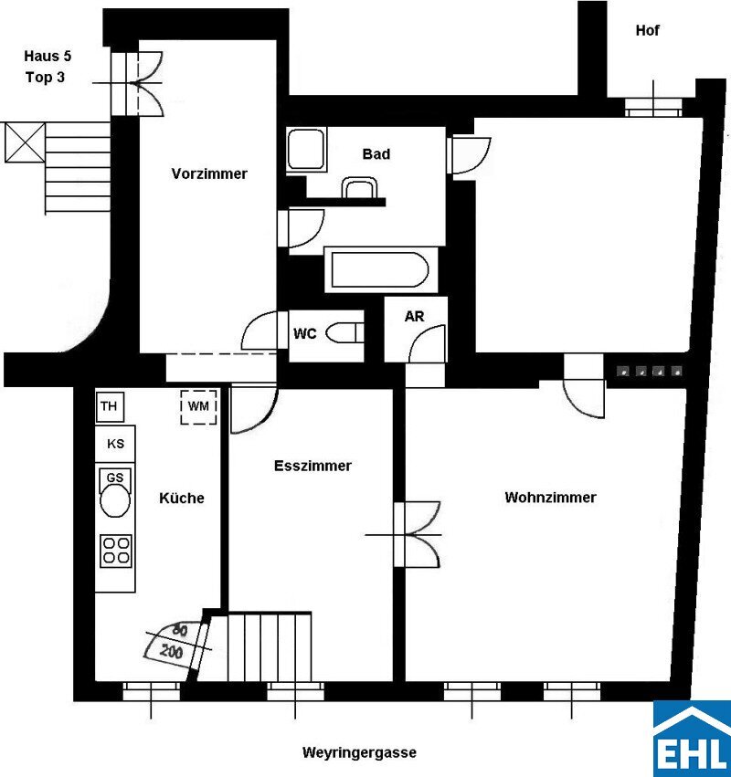 Wohnung zur Miete 1.047 € 2,5 Zimmer 92 m²<br/>Wohnfläche EG<br/>Geschoss 01.01.2025<br/>Verfügbarkeit Weyringergasse 1-5 Wien 1040