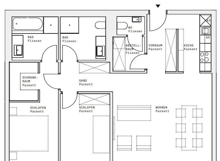 Wohnung zur Miete - Erstbezug 1.835 € 3 Zimmer 91,9 m² 16. Geschoss Wien 1220